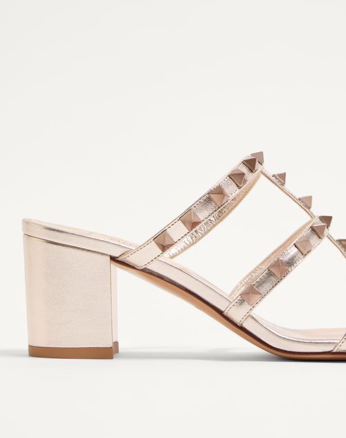 Valentino Garavani - Rockstud Metallic Calfskin Leather Slide Sandal 60 Mm - Skin - Woman - Shoes