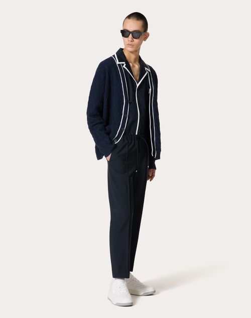 Valentino - Cardigan In Cotone Con Motivo Toile Iconographe - Navy/avorio - Uomo - Abbigliamento