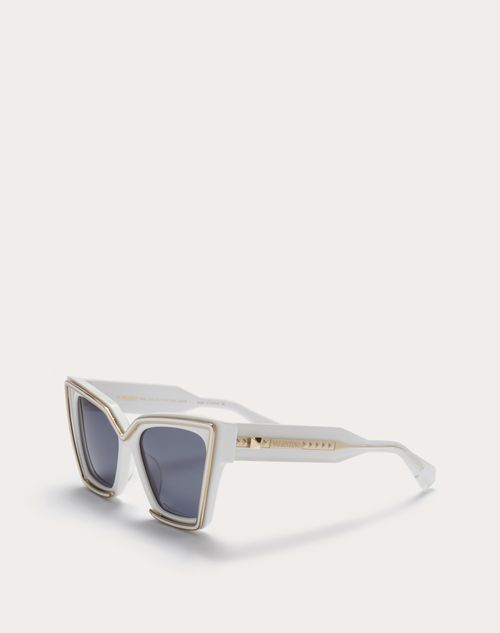 Valentino - Marco Extragrande V - Grace Estilo Ojo De Gato De Acetato Con Detalles De Titanio - Blanco - Mujer - Gafas De Sol