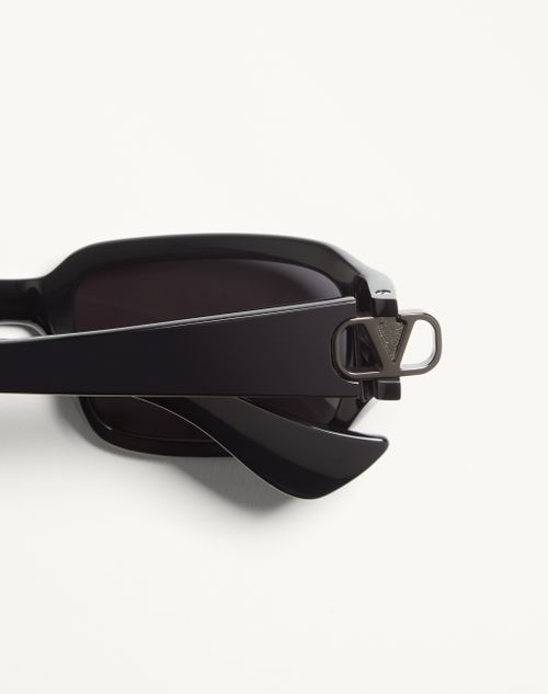 Valentino - Rectangular Acetate Eyewear - Black/grey - Unisex - Eyewear