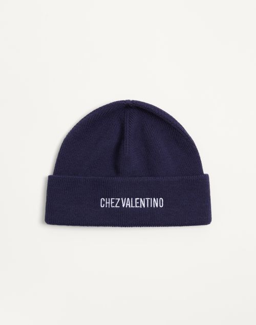 Valentino Garavani - Chez Valentino Knitted Wool Beanie - Blue - Man - Hats And Gloves