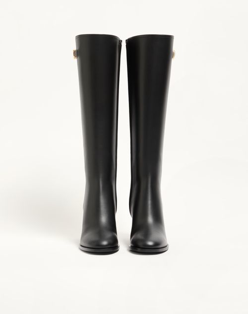 Valentino Garavani - Vlogo Signature Calfskin Boot 70mm - Black - Woman - Boots And Ankle Boots