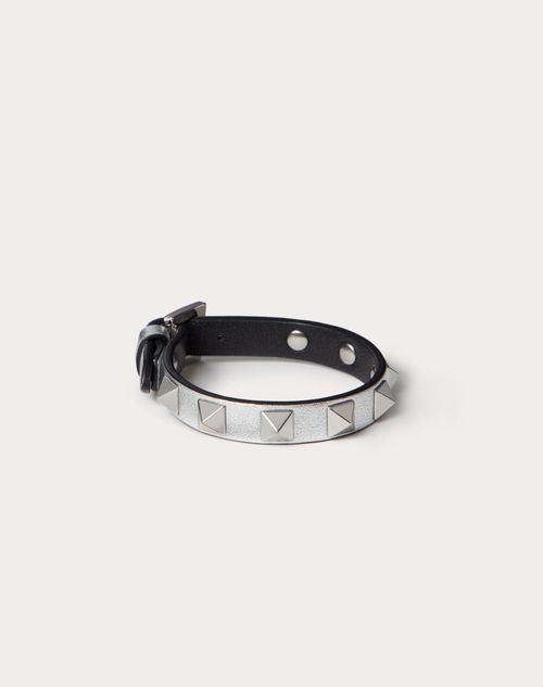 servitrice Forestående erhvervsdrivende Rockstud Bracelet for Woman in Silver/black | Valentino US
