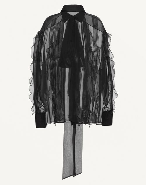 Valentino - Chiffon Blouse - Black - Woman - Shirts And Tops
