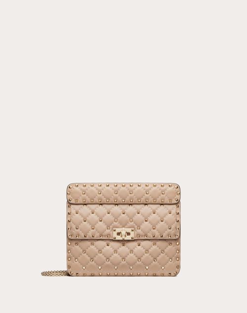 Valentino Garavani - Medium Nappa Rockstud Spike Bag - Poudre - Woman - Valentino Garavani Rockstud Spike - Bags