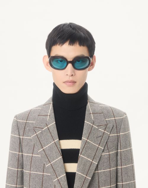 Valentino - Valentino Double-breasted Wool Jacket With Check Pattern - Grey - Man - Coats And Blazers