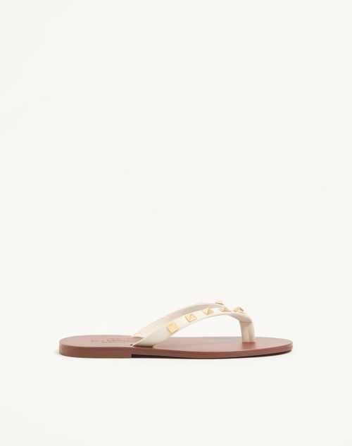 Valentino Garavani - Rockstud Calfskin Flip-flops 05mm - Light Ivory - Woman - Slides And Thongs