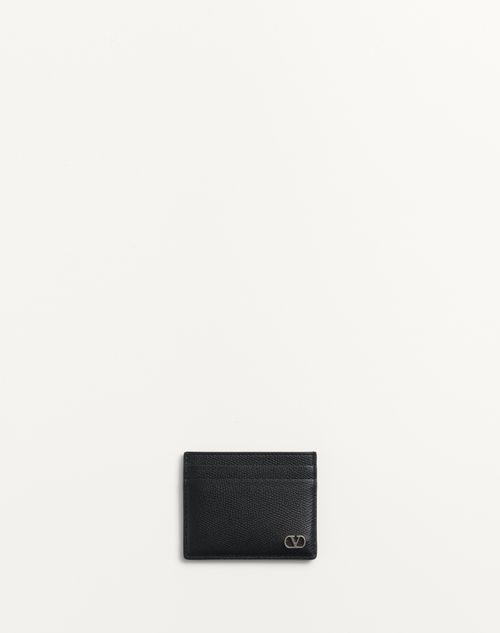 Valentino Garavani - Vlogo Signature Grainy Calfskin Card Holder - Black - Man - Accessories