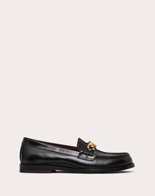 Valentino Garavani - Vlogo Chain Calfskin Loafer - Black - Woman - Loafers & Oxford