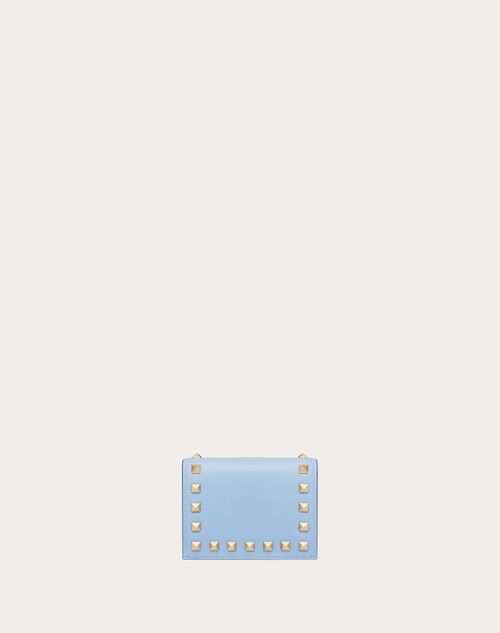 Valentino Garavani - Small Rockstud Calfskin Wallet - Azure - Woman - Wallets & Cardcases - Accessories