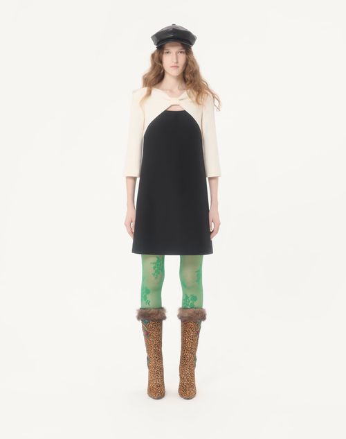 Valentino - Robe Courte En Crêpe Couture - Noir/ivoire - Femme - Robes