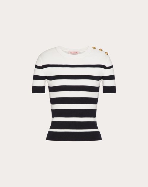 Valentino - Cotton Sweater - Navy/ivory - Woman - Knitwear