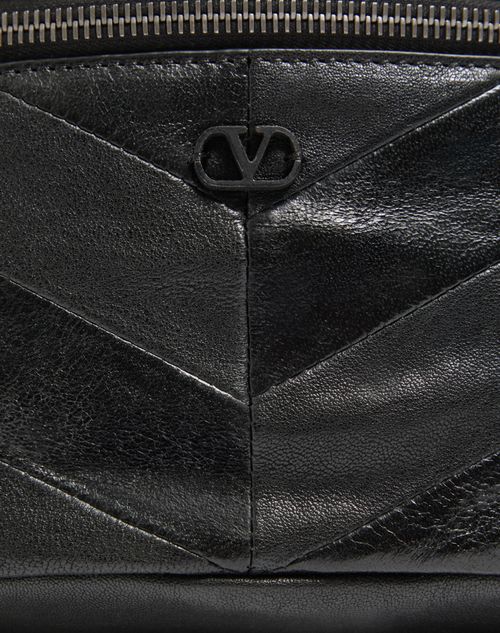 Valentino Garavani - Marsupio Jean In Nappa Patchwork Con Motivo Chevron - Nero - Uomo - Marsupi