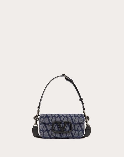 Valentino Garavani - Mini Toile Iconographe Locò Shoulder Bag In Denim-effect Jacquard Fabric - Denim/black - Man - Bags