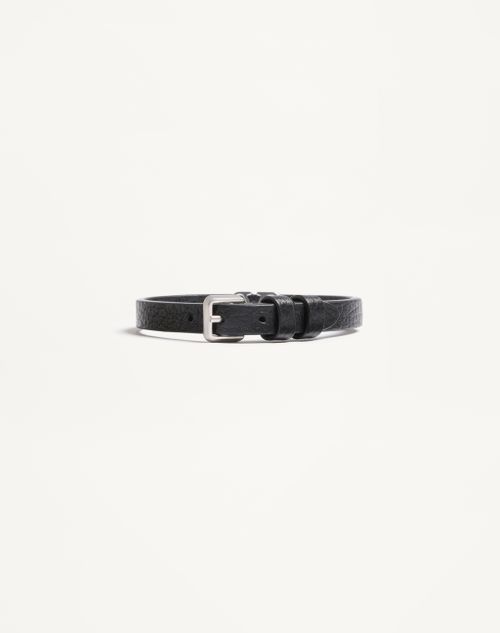 Valentino Garavani - Vlogo Signature Grainy Calfskin Bracelet - Black - Man - Jewelry