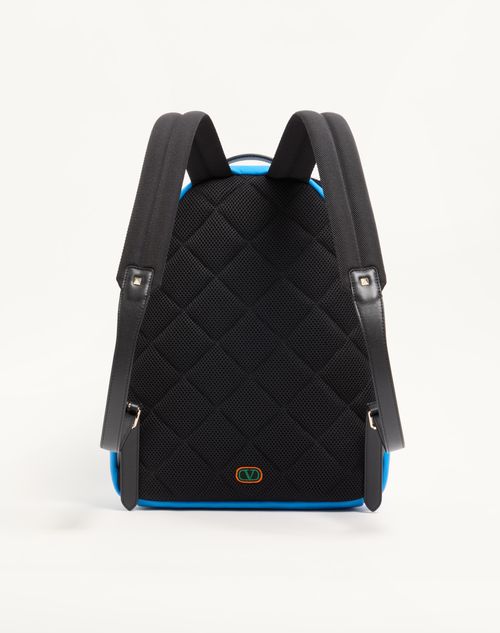 Valentino Garavani - Rockstud Backpack In Technical Fabric - Electric Blue - Man - Backpacks
