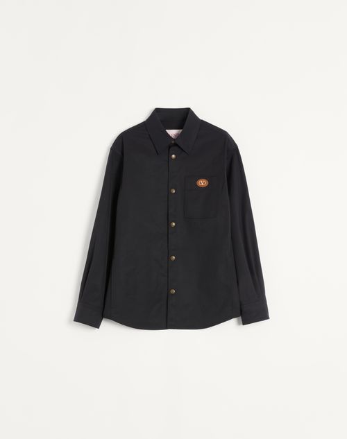 Valentino - Nylon Shirt Jacket With Rubberised V Detail - Navy - Man - Outerwear