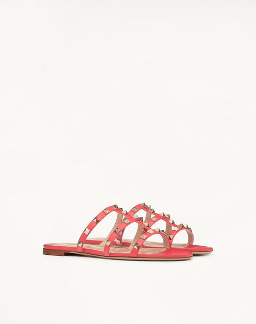 Valentino Garavani - Rockstud Flat Slide Sandal - Orange - Woman - Rockstud Sandals - Shoes
