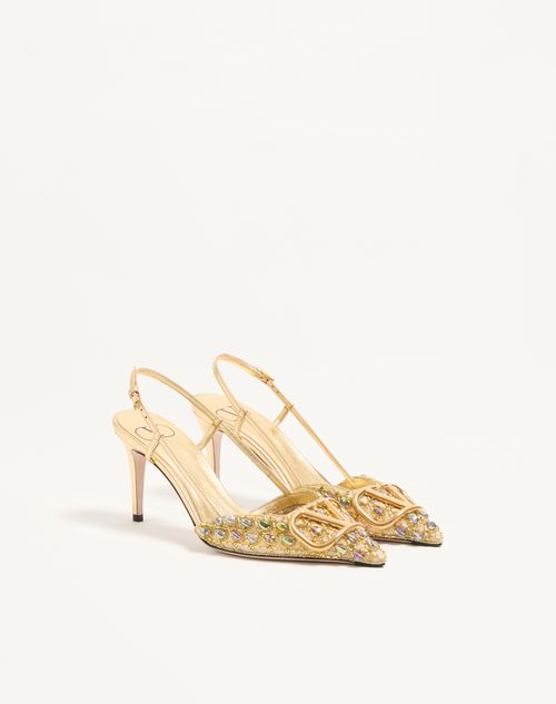 Valentino Garavani - Vlogo Signature Slingback Pumps With Bead And Crystal Embroidery 80mm - Multicolor - Woman - Pumps And Slingbacks