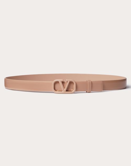 Valentino Garavani - Ceinture Vlogo Signature En Cuir De Veau Brillant. Hauteur : 20 mm - Rose Cannelle - Femme - Belts - Accessories