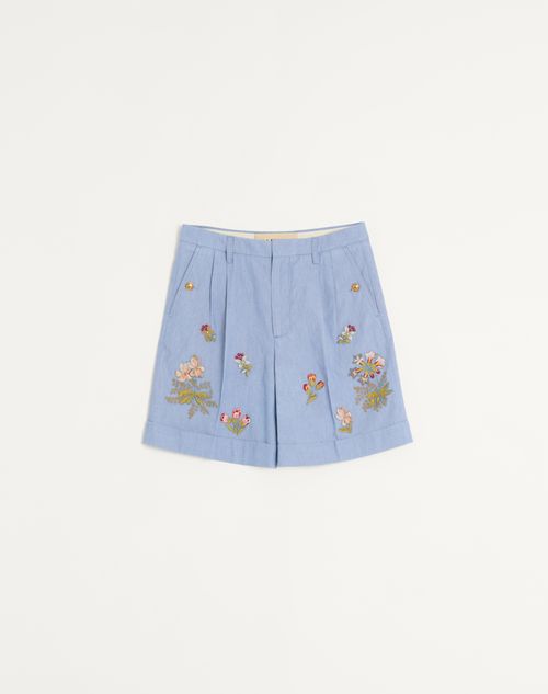 Valentino - Denim Bermuda Shorts With Embroidery - Man - Gifts For Him