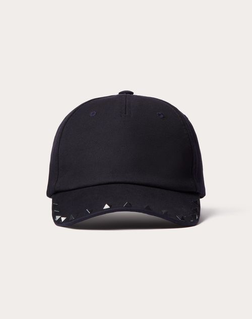 Valentino Garavani - Rockstud Cotton Baseball Cap With Stud Appliqué - Navy - Man - Hats And Gloves