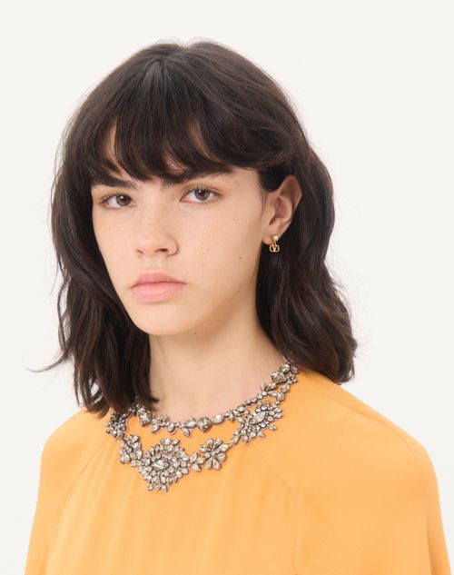 Valentino Garavani - Vlogo Signature Earrings In Metal And Swarovski® Crystals - Gold/crystal - Woman - Jewelry