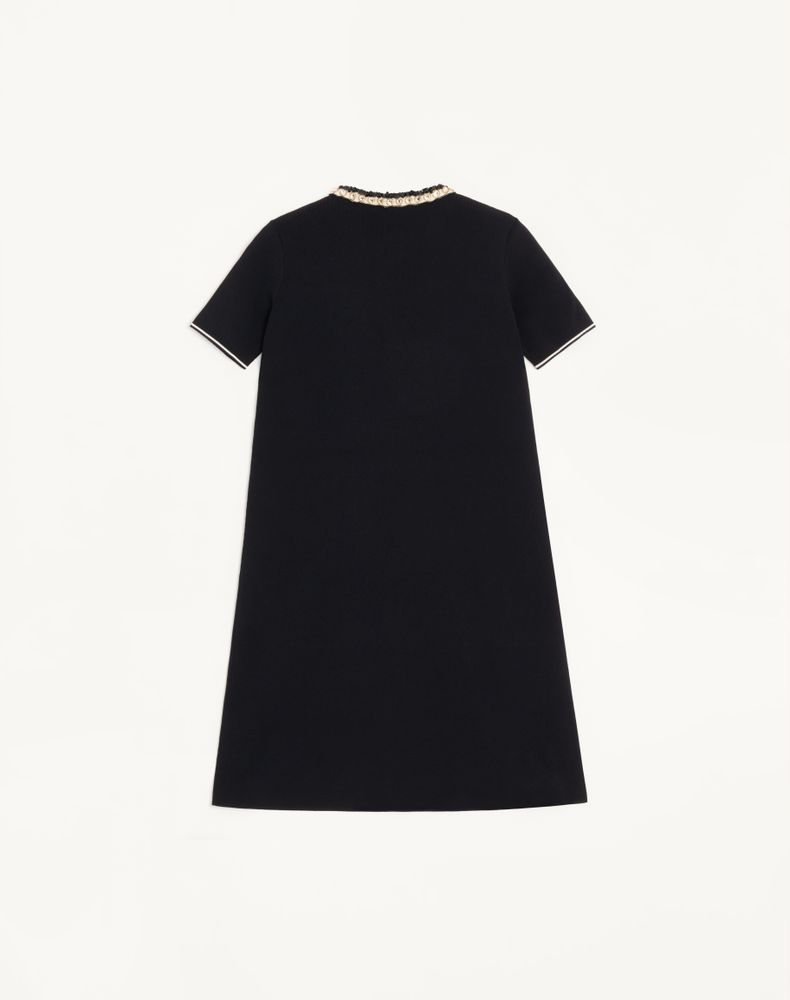 Valentino Embroidered Stretch Viscose Dress Woman Black Xs