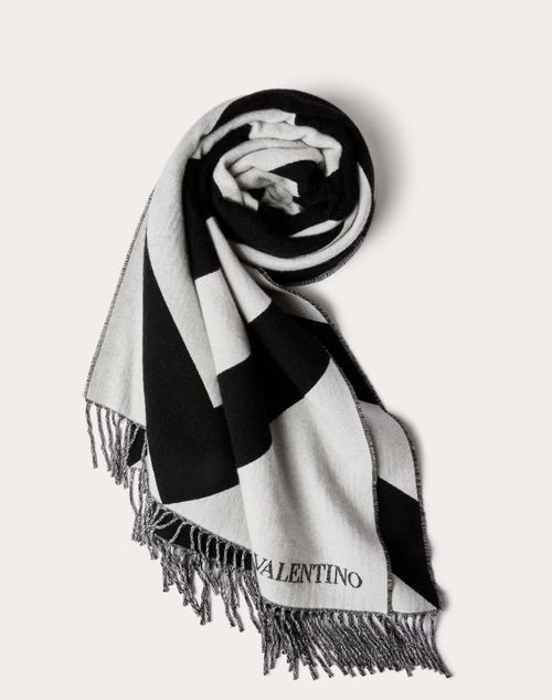 Valentino Garavani - Strhype Wool And Cashmere Stole With Strhype Jacquard Work - Ivory/black - Woman - Soft Accessories - Accessories