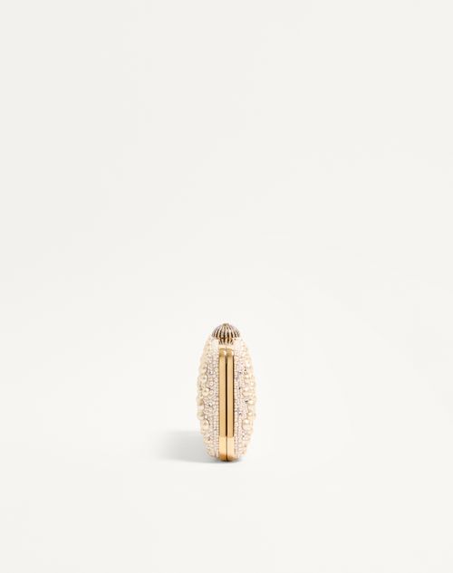 Valentino Garavani - Valentino Garavani Carry Secrets Minaudiere With Pearls And Rhinestones - Crystal/cream - Woman - Clutches