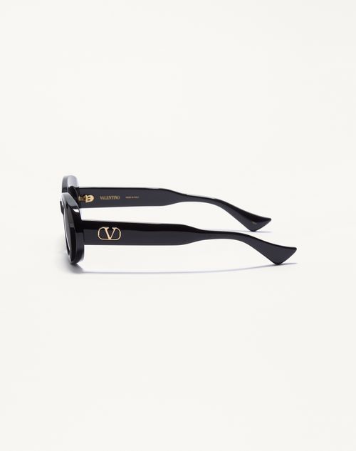 Valentino - Oval Acetate Eyewear - Black/grey - Woman - Eyewear