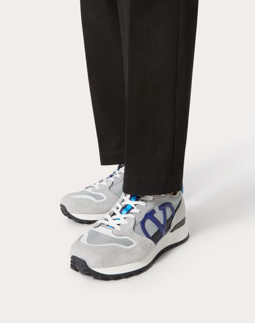 Valentino Garavani - Vlogo Pace Low-top Sneaker In Split Leather, Fabric And Calf Leather - Grey/blue - Man - Man View All