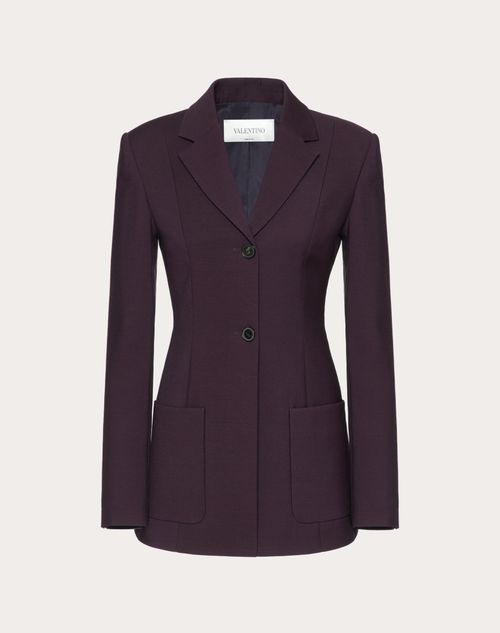 Valentino - Blazer In Stretch Wool Silk Couture - Purple - Woman - Woman Ready To Wear Sale