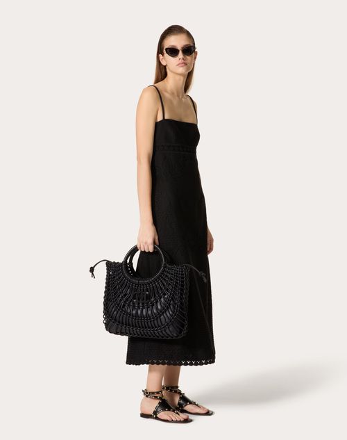 Valentino Garavani - Bolso De Compras Allknots De Cuero Tejido - Negro - Mujer - Shelf - W Bags - Allknots