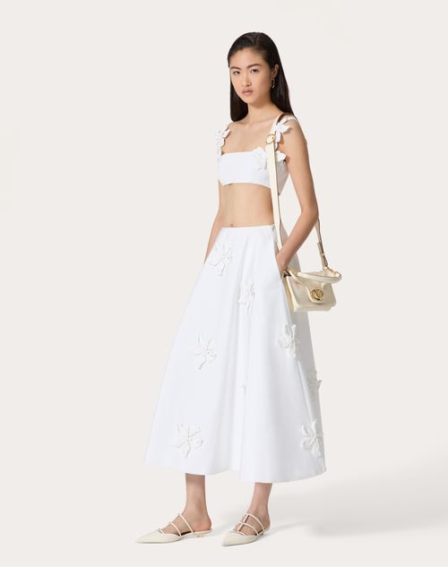 Valentino - Embroidered Compact Popeline Midi Skirt - White - Woman - Ready To Wear
