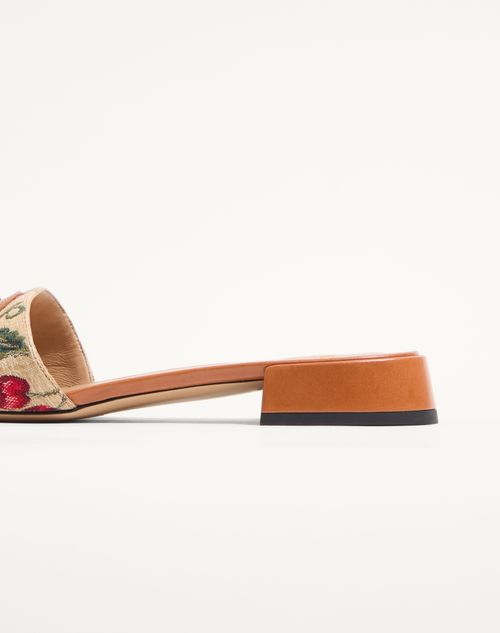 Valentino Garavani - VLOGO SIGNATURE CHERRYFIC SLIDE SANDAL 20MM - Natural/red - Woman - Slides And Thongs