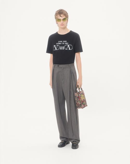 Valentino - Valentino Cotton Jersey T-shirt With You Can Come To My Villa Print - Black/white - Man - T-shirts And Sweatshirts