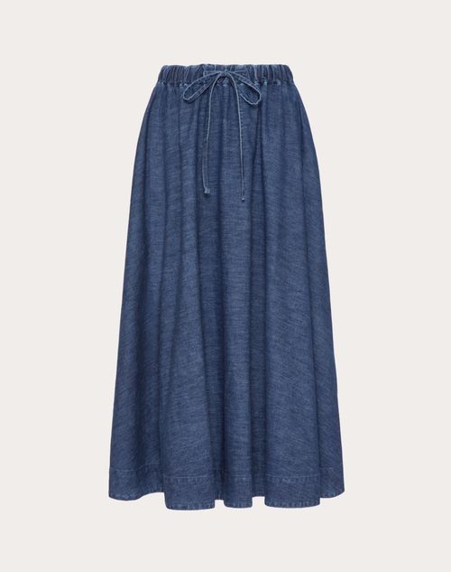 Buy LAYERED BLUE DENIM MIDI SKIRT for Women Online in India