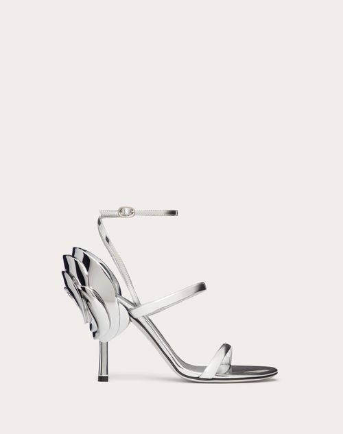 Valentino Garavani - Sandales 1990 Roserouche En Cuir De Veau À Effet Miroir, Talon : 100 mm - Argent - Femme - Soldes Femme