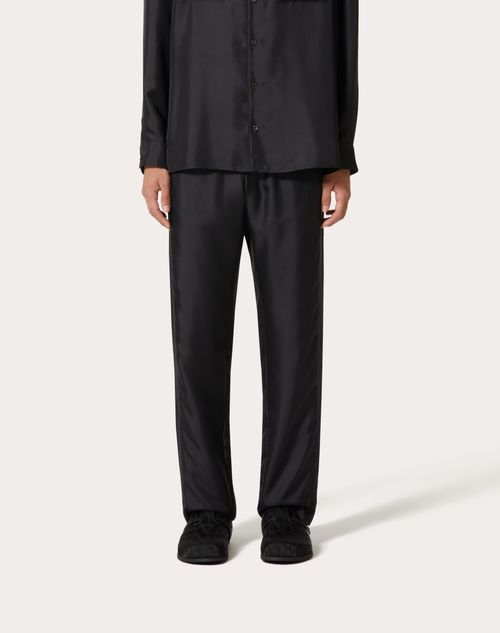 Silk Pajama Pants for Man in Black | Valentino US