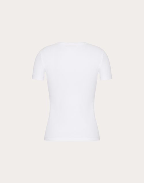 Valentino - Ribbed Cotton T-shirt - White - Woman - T-shirts And Sweatshirts