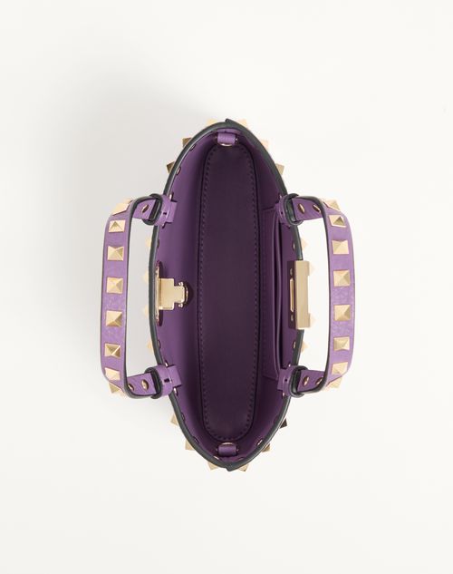 Valentino Garavani - Mini Borsa Shopping Rockstud In Vitello Granato - Lilla - Donna - Borse Shopping