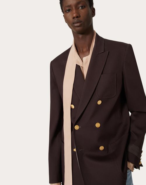 Double-breasted Jacket In Stretch Cotton for Man in Ebony