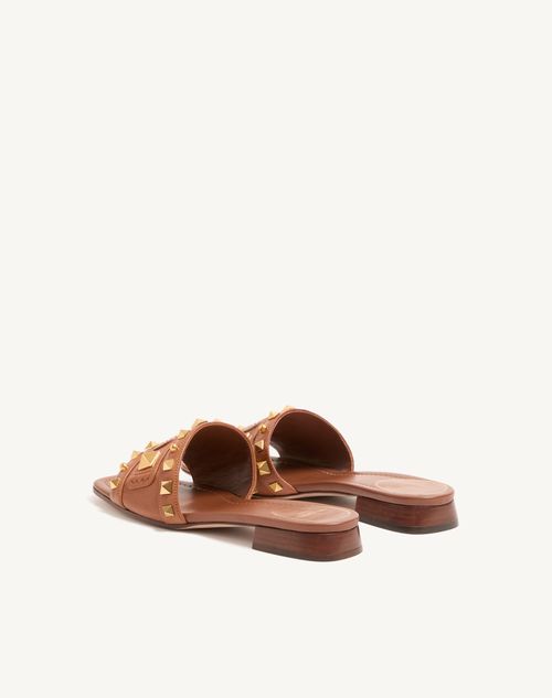 Valentino Garavani - Plaster Caster Slide Sandal In Buffalo 20mm - Tobacco - Woman - Woman Shoes Sale