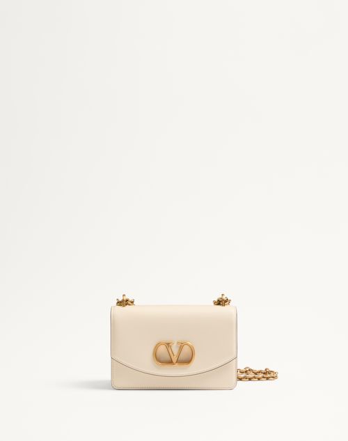 Valentino Garavani - Small Valentino Garavani Vain Shoulder Bag In Shiny Calfskin - Ivory - Woman - Valentino Garavani Vain