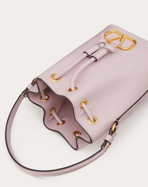 Mini Vlogo Signature Bucket Bag In Nappa Leather for Woman in Water Lilac