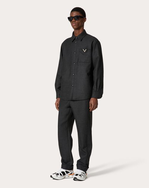 Valentino - Pantalon Style Pyjama En Wool Tweed - Noir - Homme - Prêt-à-porter