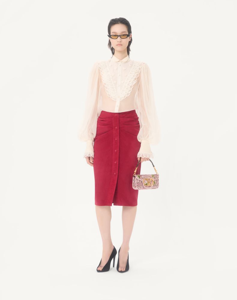 Valentino Garavani Locò Small Embroidered Shoulder Bag Woman Pink/Multicolour Uni