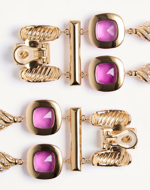 Valentino Garavani - Pendientes Hypergoutte En Metal Y Resina Con Cristales - Dorado/multicolor - Mujer - Bisutería