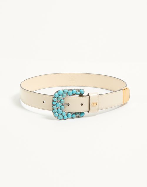 Valentino Garavani - Vlogo Signature Brushed Calfskin Belt 30 Mm - Butter - Woman - Belts